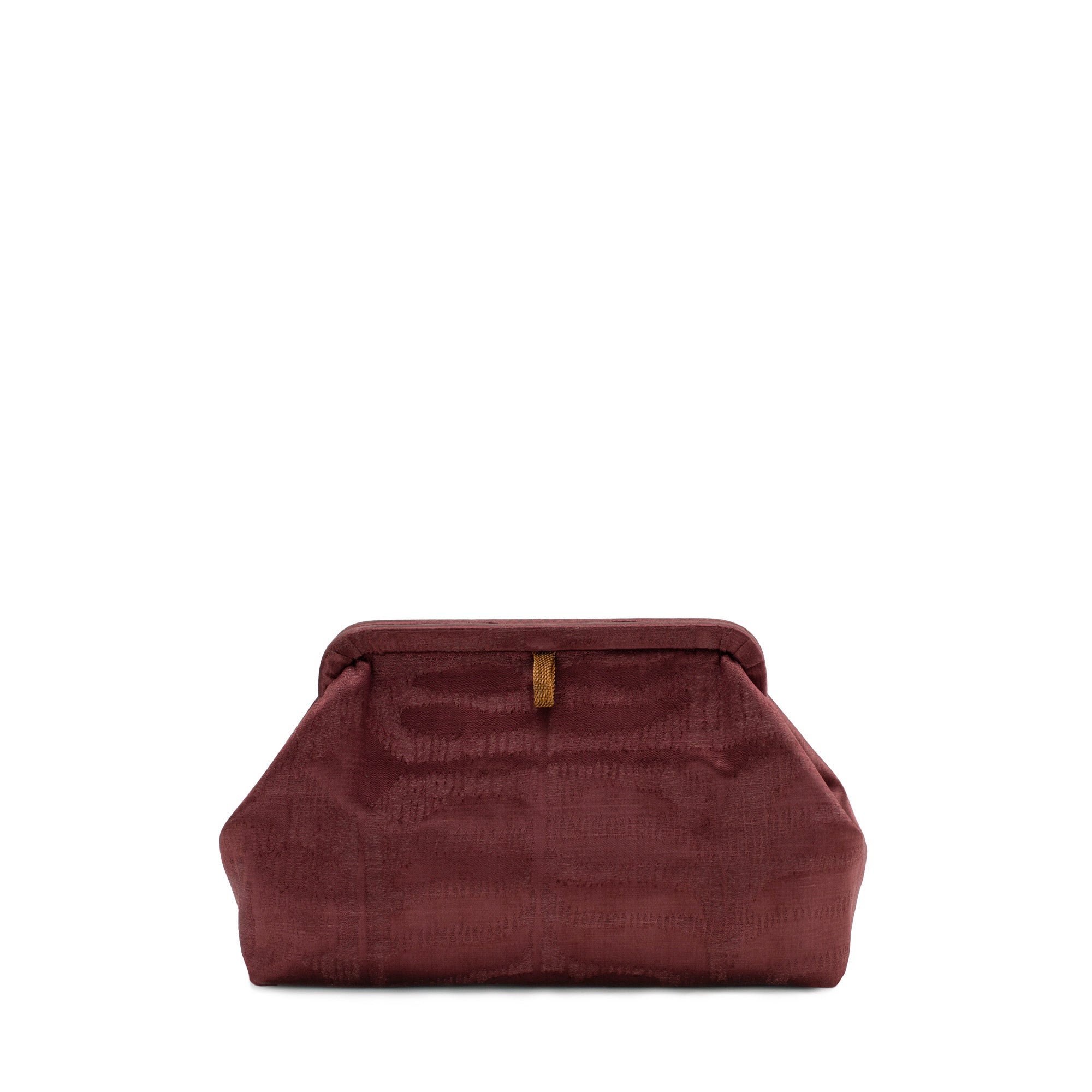 Maroon clutch bag on a white background