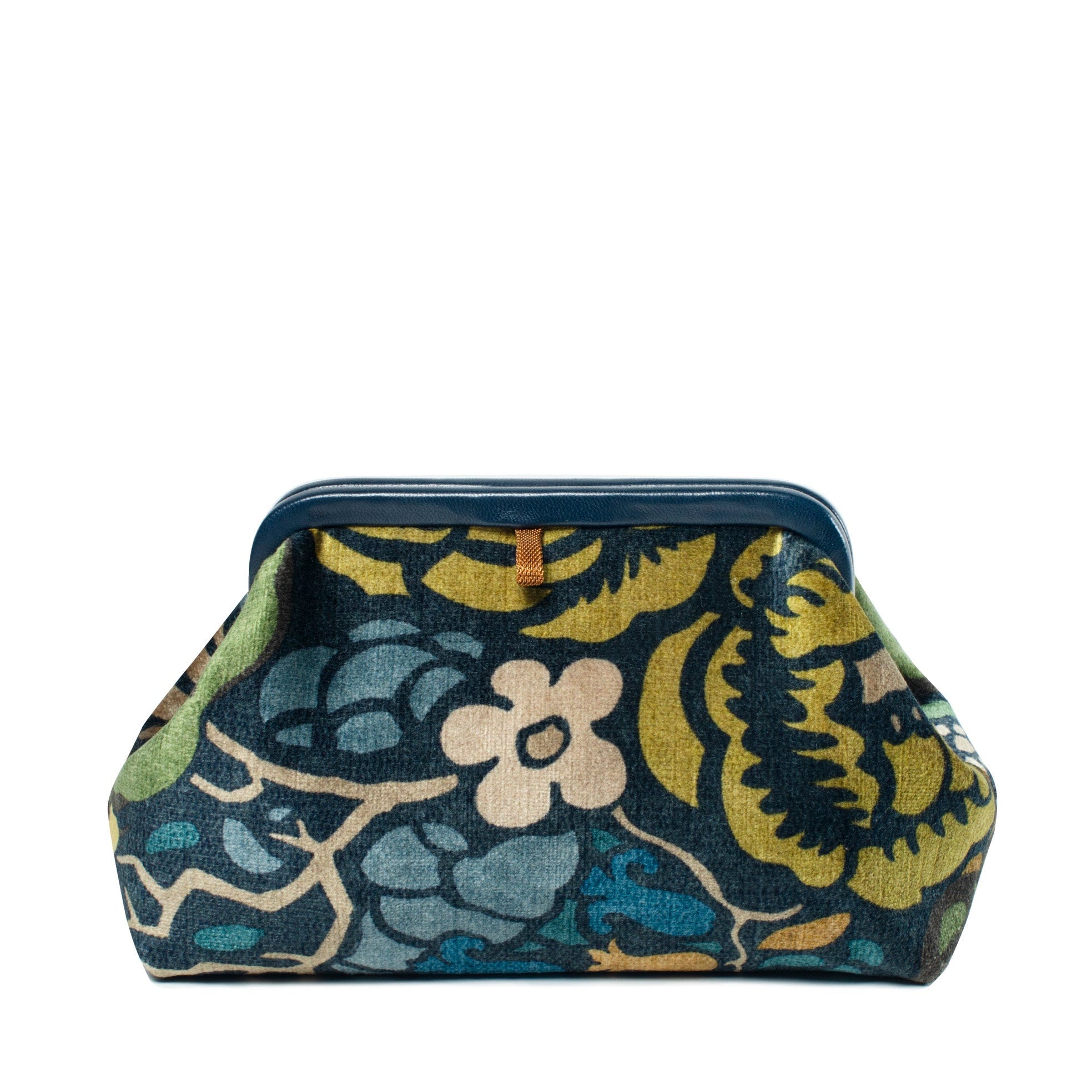 Floral patterned pouch on a white background